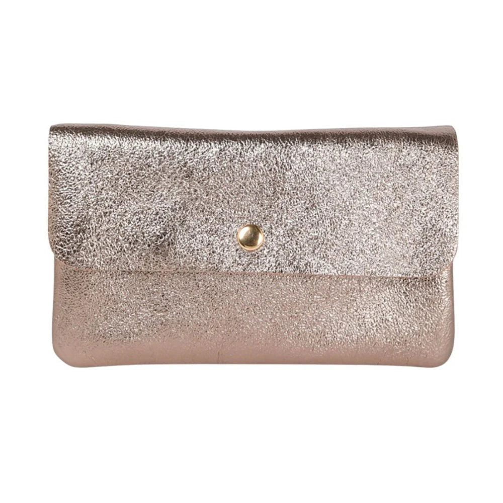 Maison Fanli Metallic Clutch Crossbody Bag Champagne