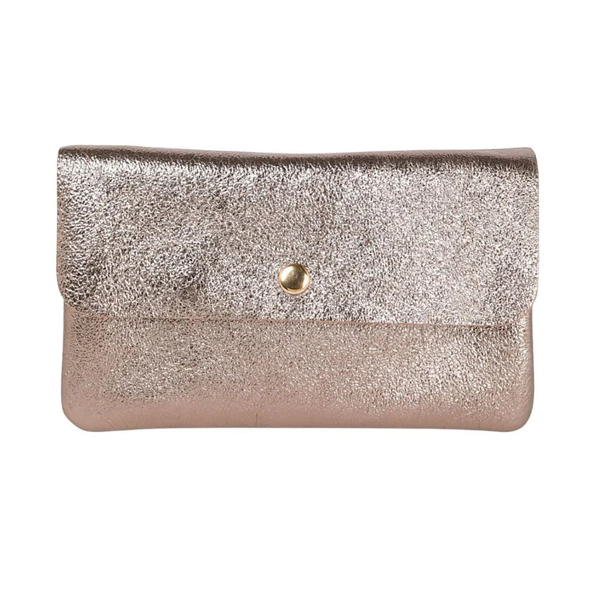 Maison Fanli Metallic Clutch Crossbody Bag Champagne