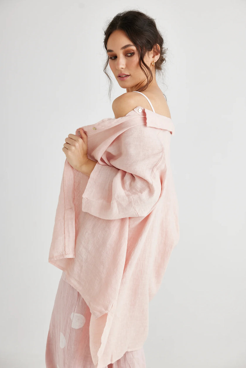 Miss Rose Sister Violet Teddie Linen Shirt Pale Tearose