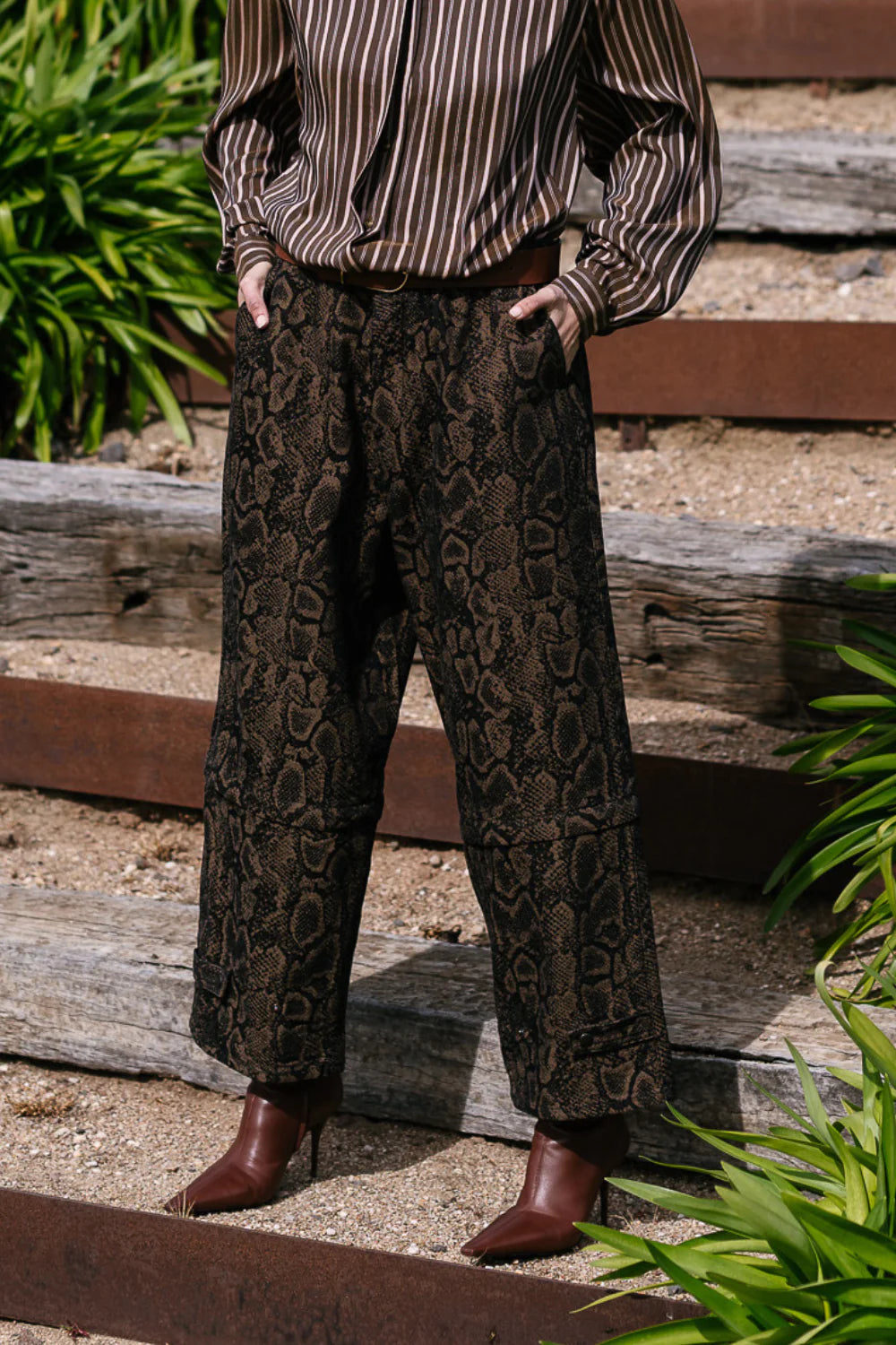 M. A. Dainty Trucker Pant Brown Snake