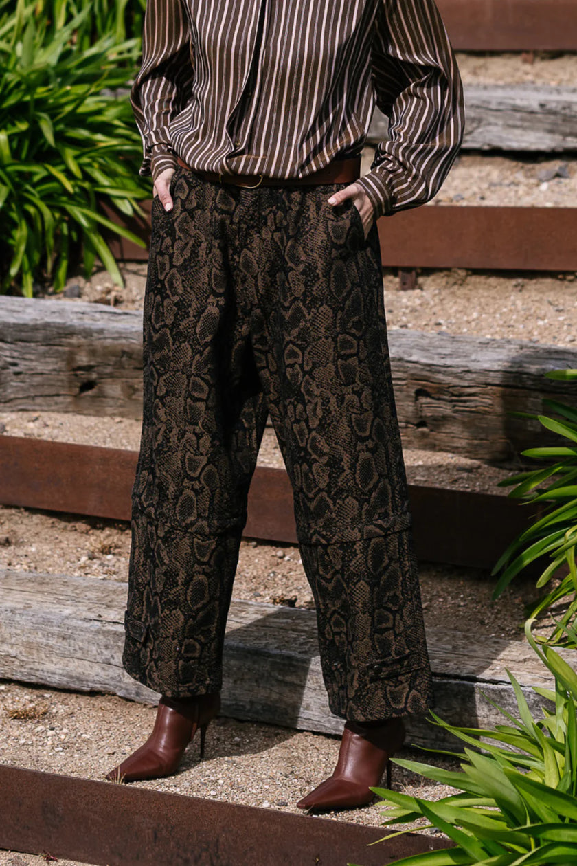 M. A. Dainty Trucker Pant Brown Snake