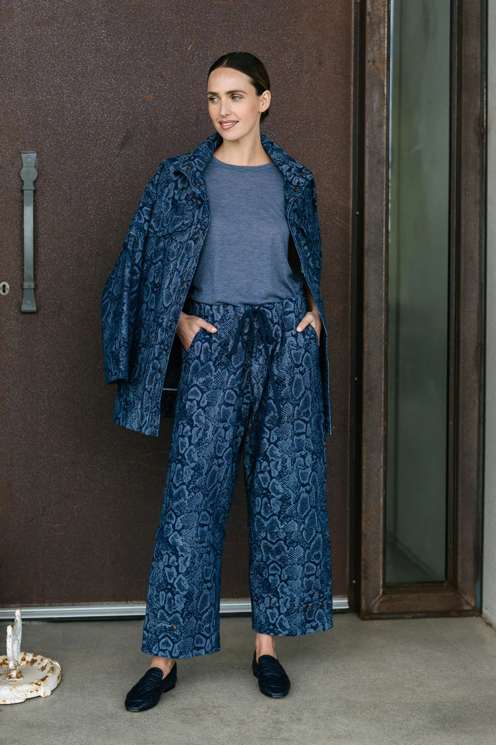 M. A. Dainty Trucker Pant Denim Snake
