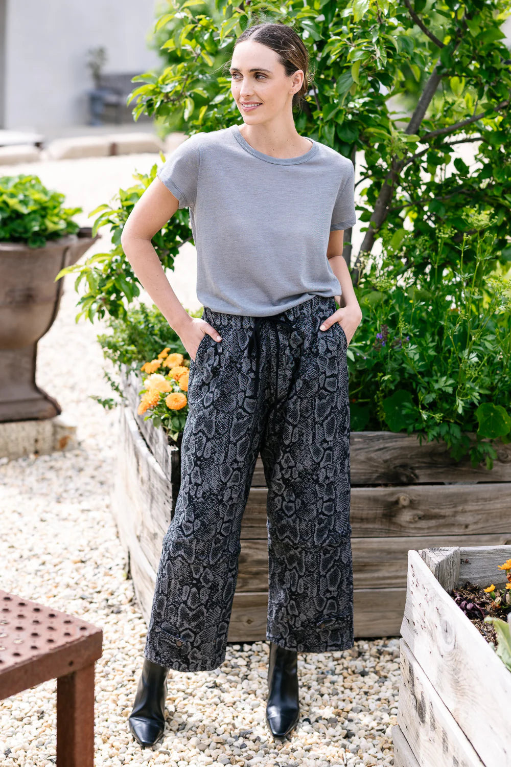 M. A. Dainty Trucker Pant Grey Snake