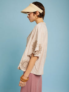 MEISÏE Mandala Embroidered Blouse Nut