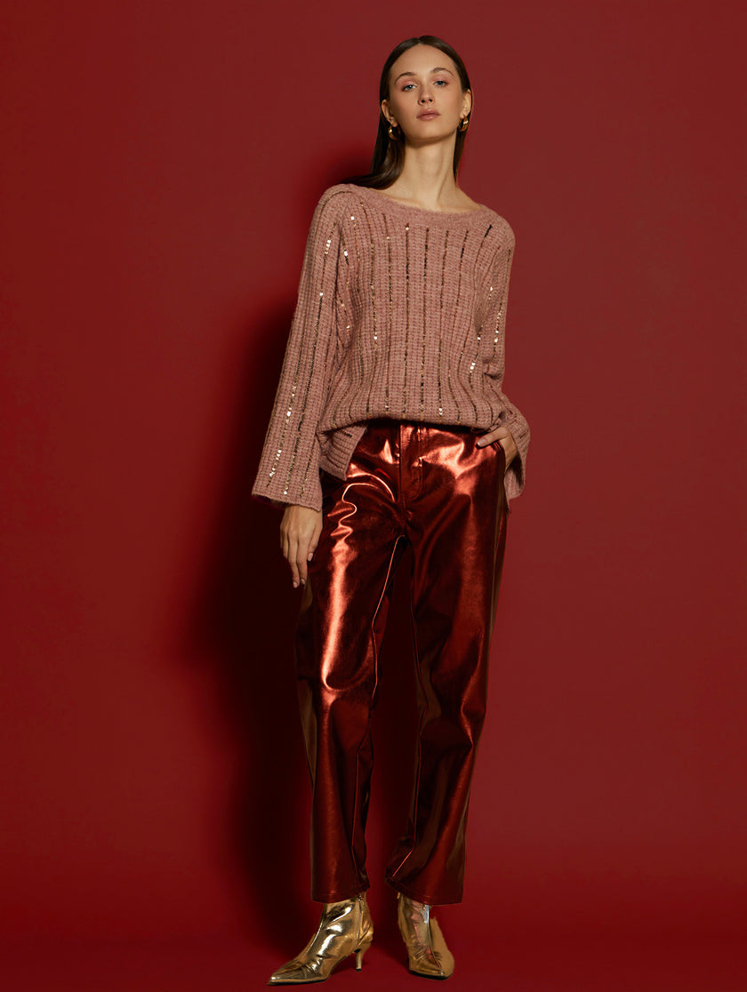 MEISÏE Metallic Ankle Length Pants Carrot
