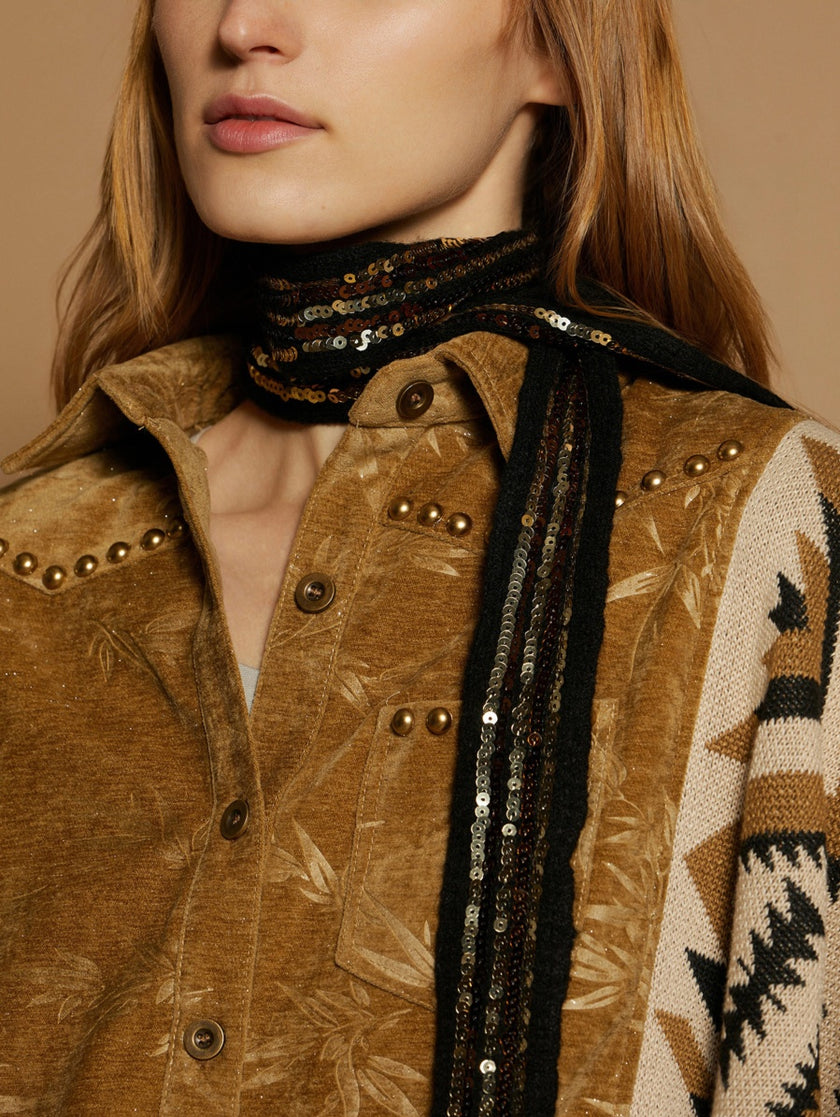 MEISÏE Sequin Knit Collar Black