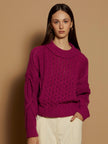 MEISÏE Braided Knitted Sweater Cranberry