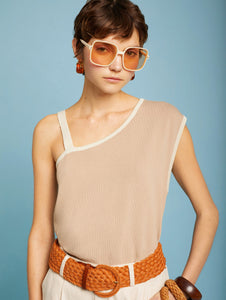 MEISÏE Asymmetric Knit Top Nut