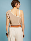MEISÏE Asymmetric Knit Top Nut
