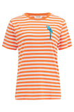 Sugarhill Brighton Maggie T-Shirt Off White/Orange Stripey Parrot