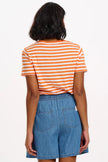 Sugarhill Brighton Maggie T-Shirt Off White/Orange Stripey Parrot