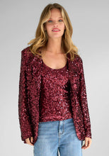 Load image into Gallery viewer, Miss Goodlife Bordeaux Sequin Blazer Burgundy
