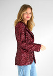 Miss Goodlife Bordeaux Sequin Blazer Burgundy