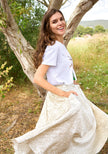 Miss Goodlife Shimmer Pleat Skirt Champagne