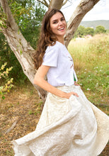 Load image into Gallery viewer, Miss Goodlife Shimmer Pleat Skirt Champagne
