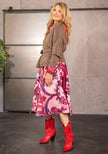 Miss Goodlife Colourful Ornaments Skirt Rose Bordeaux