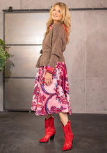 Load image into Gallery viewer, Miss Goodlife Colourful Ornaments Skirt Rose Bordeaux
