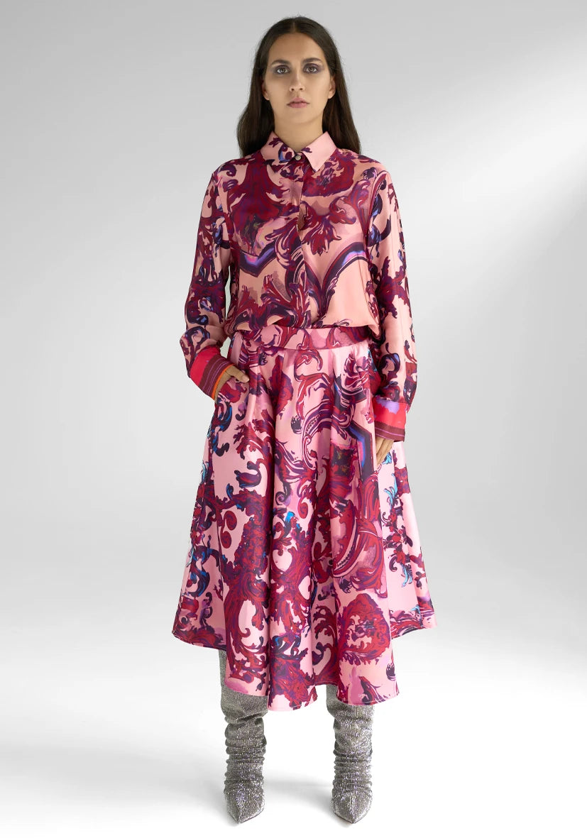 Miss Goodlife Colourful Ornaments Skirt Rose Bordeaux