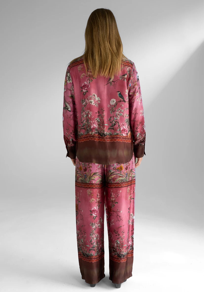 Miss Goodlife Cherry Blossom Wide Pants Rose Chocolate