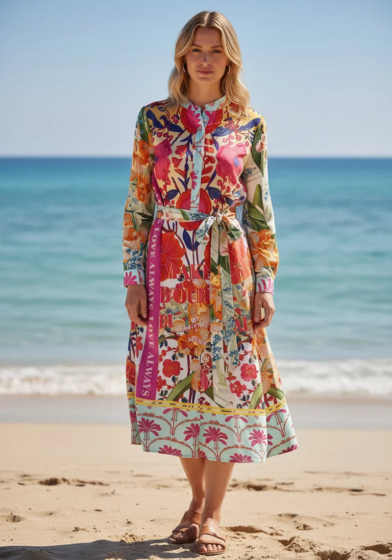 Miss Goodlife Midi Dress Mosaic Flowers
