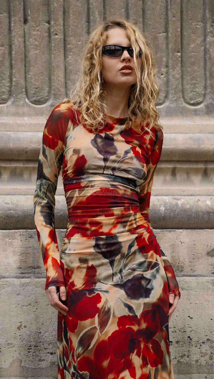 MINKPINK Selma Mesh Midi Dress Floral