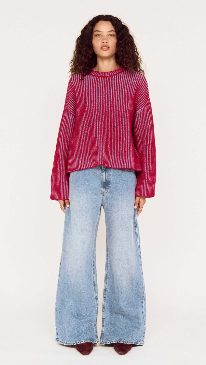 MINKPINK Cleo Contrast Rib Knit Blue/Berry
