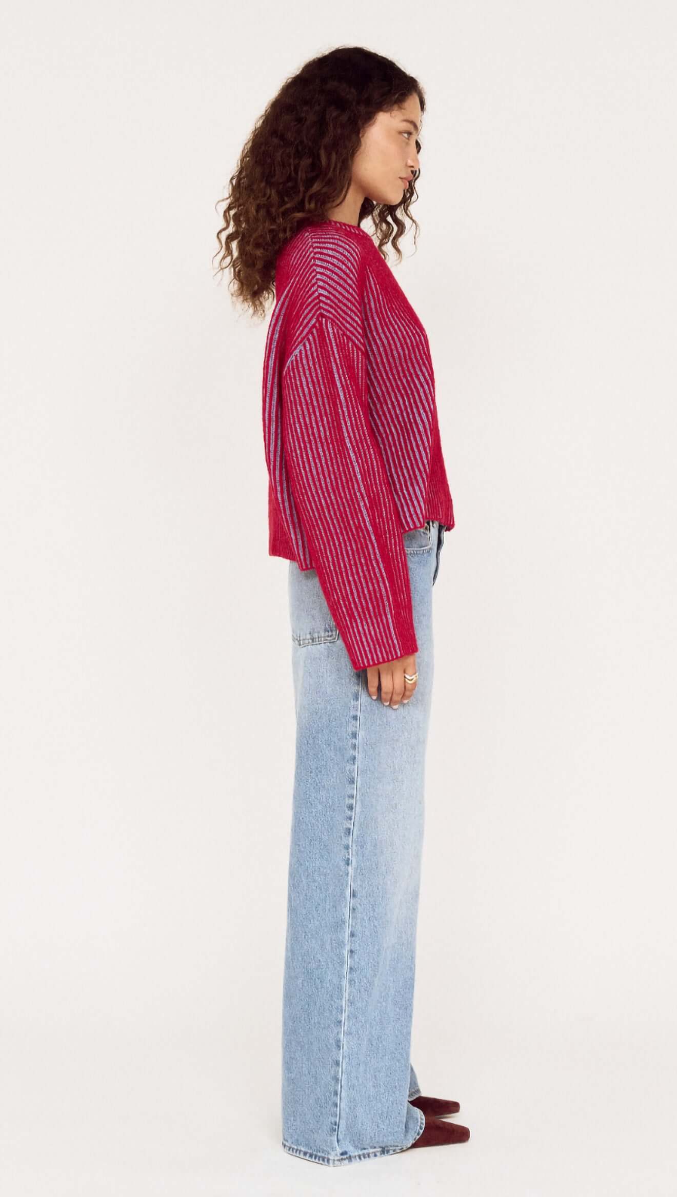 MINKPINK Cleo Contrast Rib Knit Blue/Berry