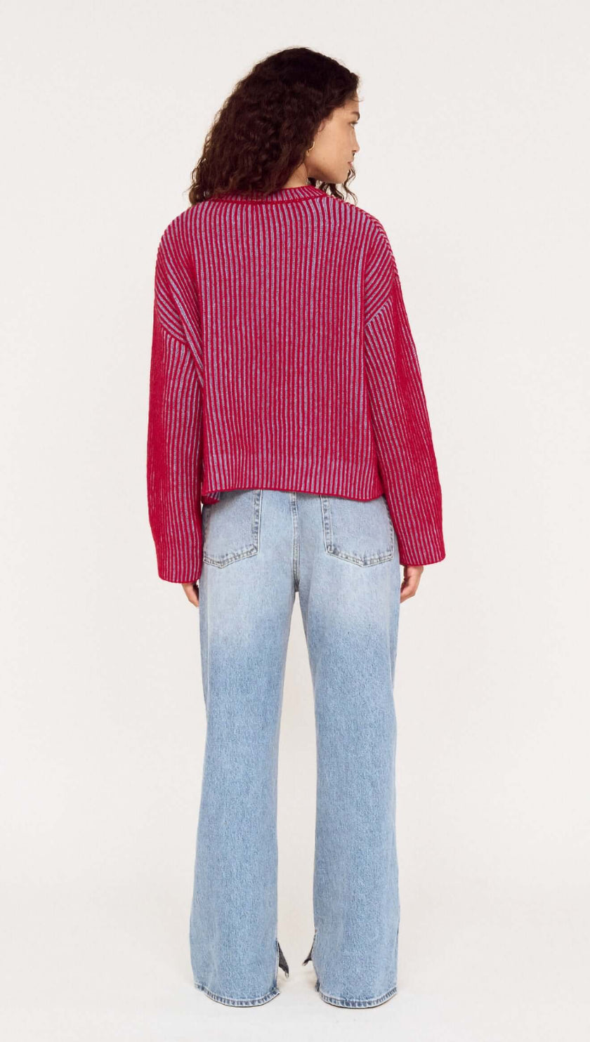 MINKPINK Cleo Contrast Rib Knit Blue/Berry