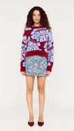 MINKPINK Amara Intarsia Knit Wine/Blue Bell Floral