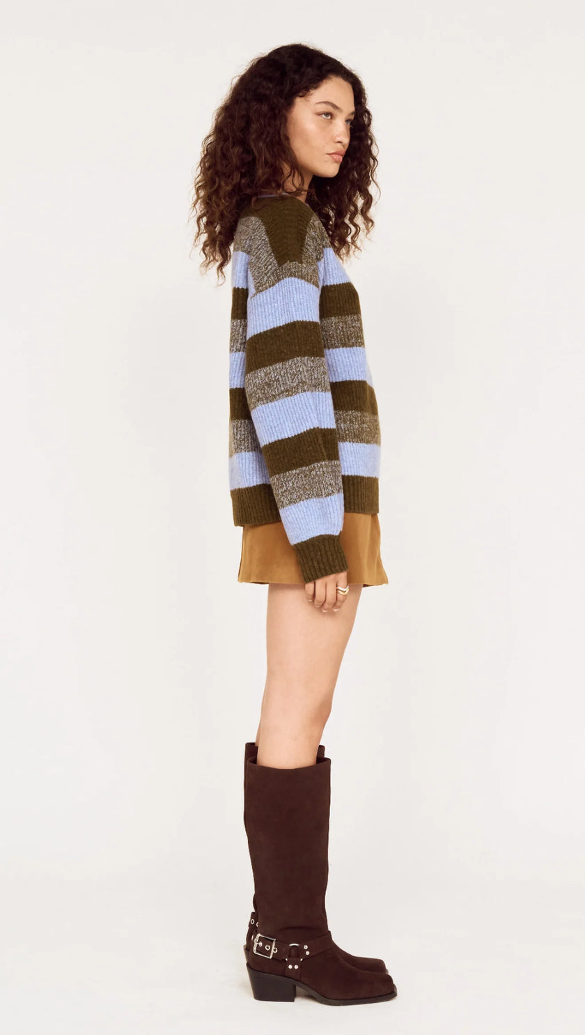 MINKPINK Avia Boat Neck Knit Blue/Stone Stripe