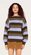 MINKPINK Avia Boat Neck Knit Blue/Stone Stripe