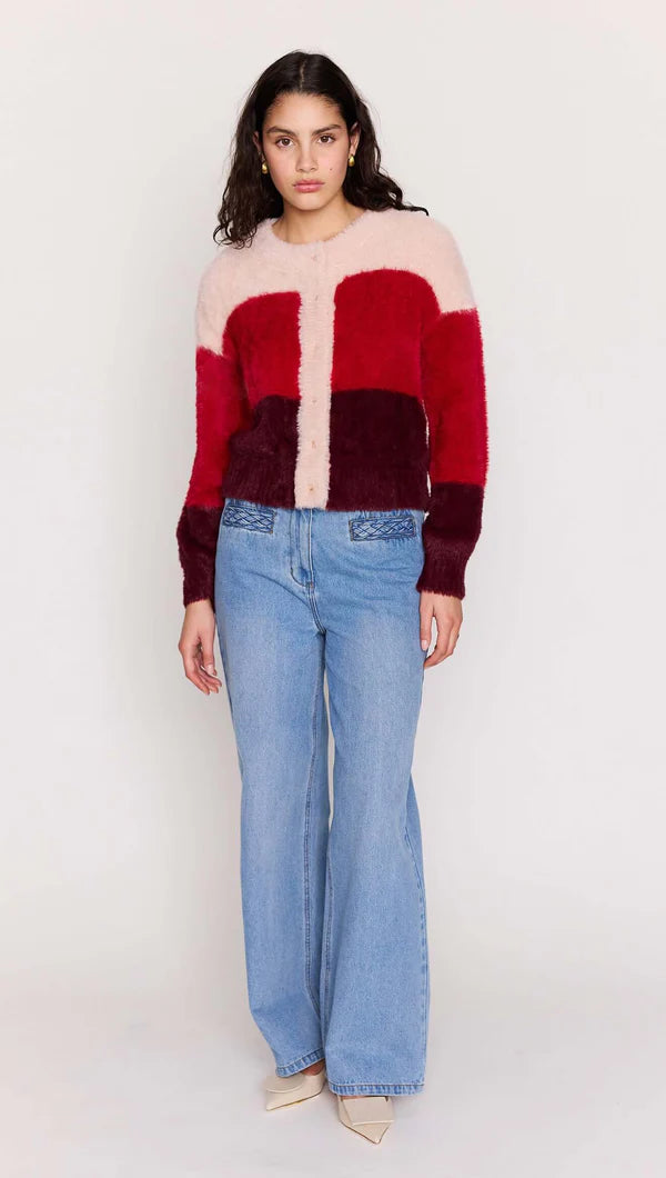 Minkpink Elodie Cardigan Pink/Red Stripe
