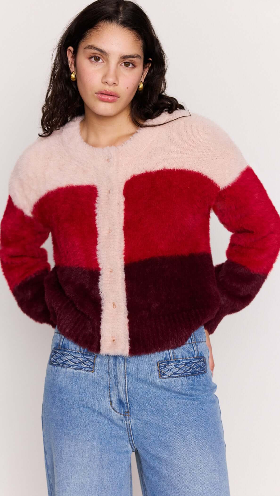 Minkpink Elodie Cardigan Pink/Red Stripe