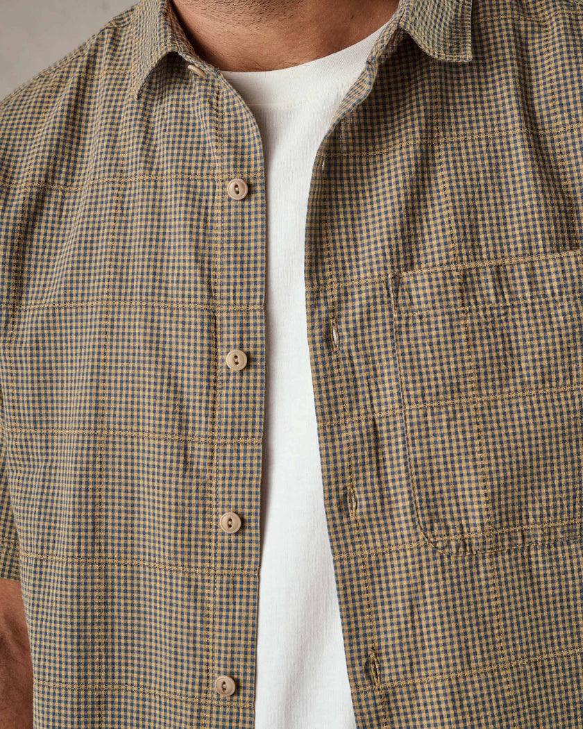 McTavish Button Up Shirt Hemp Blue Multi