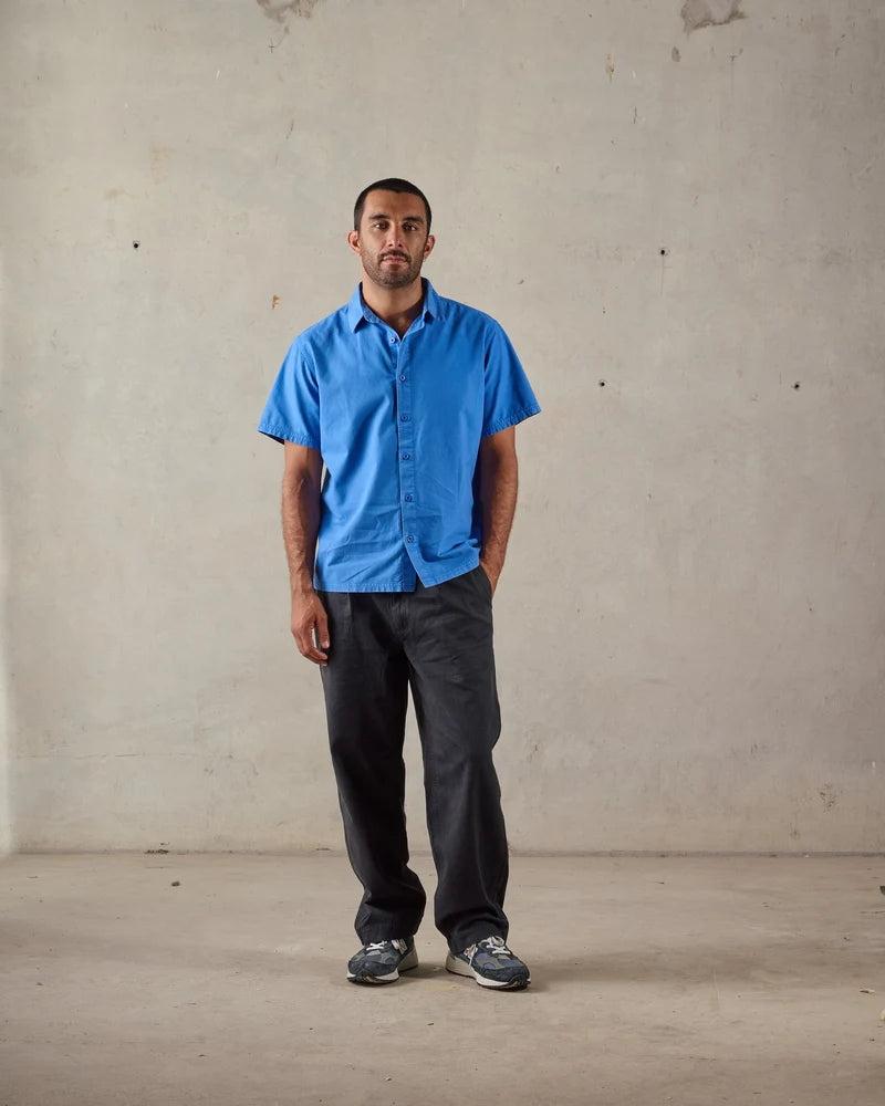 McTavish Boxy Button Up Shirt Blue