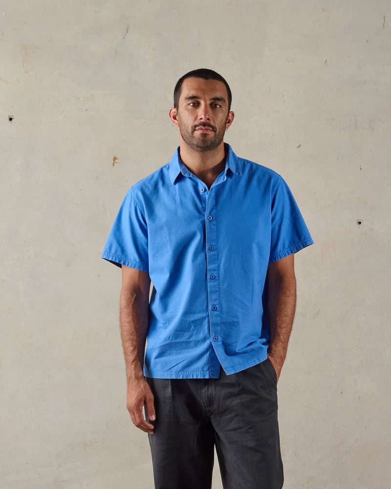 McTavish Boxy Button Up Shirt Blue