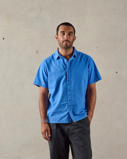 McTavish Boxy Button Up Shirt Blue