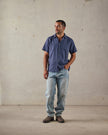 McTavish Button Up Shirt Hemp Blue Stripe