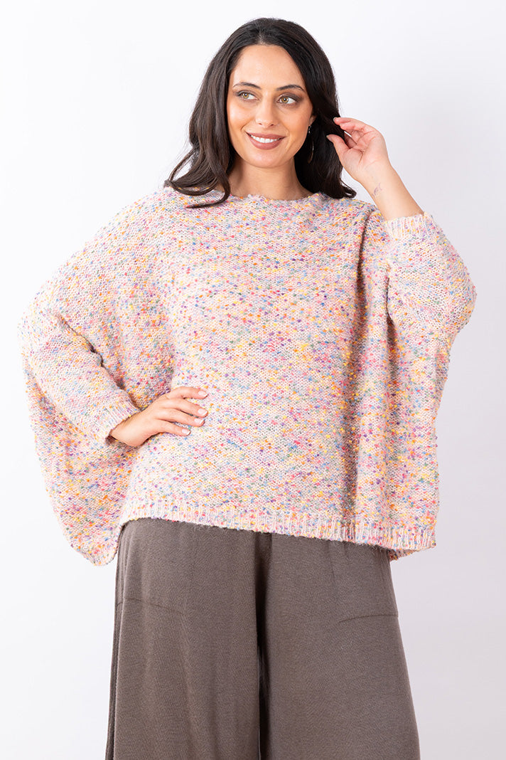 JJ Sisters MM119 Wool Blend Jumper Pink Rainbow Fleck