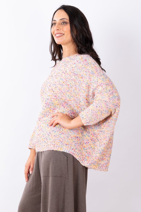 JJ Sisters MM119 Wool Blend Jumper Pink Rainbow Fleck
