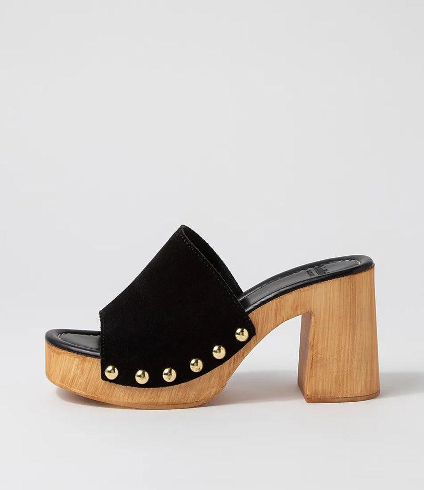 Mollini Harmoni Retro Clog Heels Black Suede