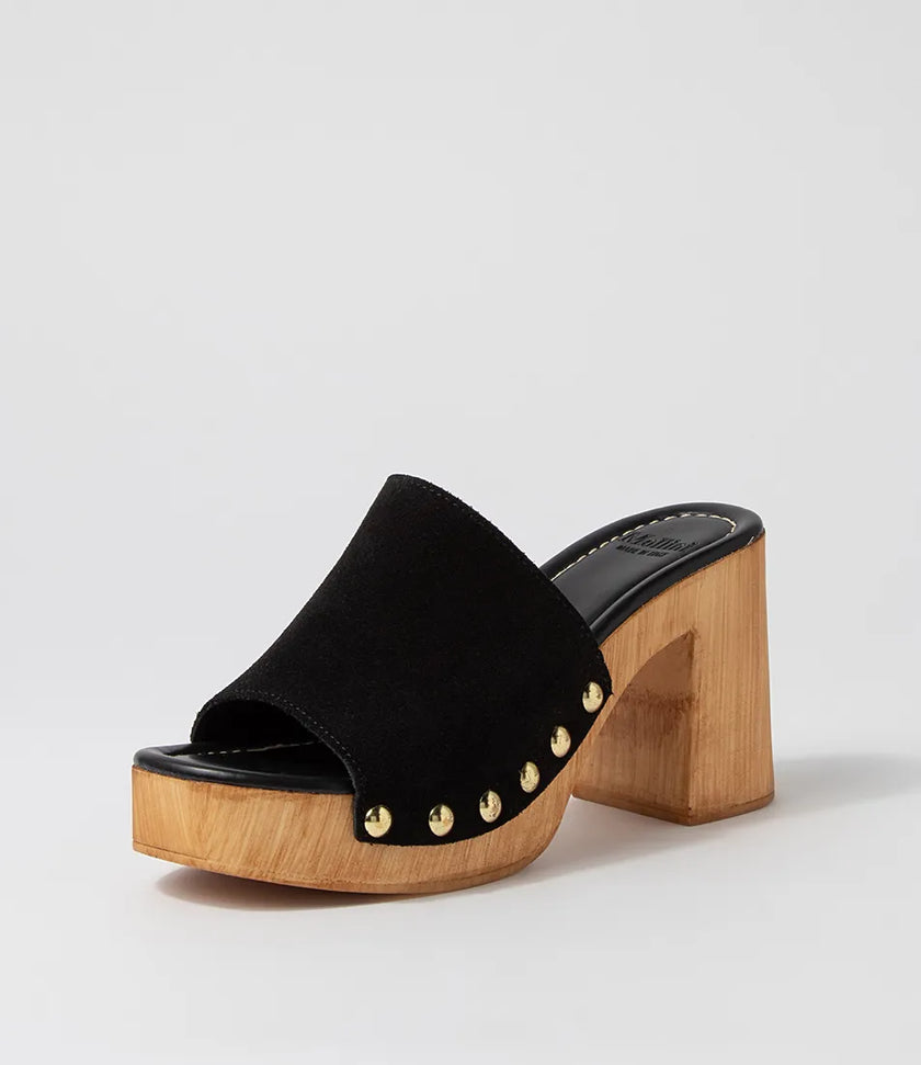 Mollini Harmoni Retro Clog Heels Black Suede