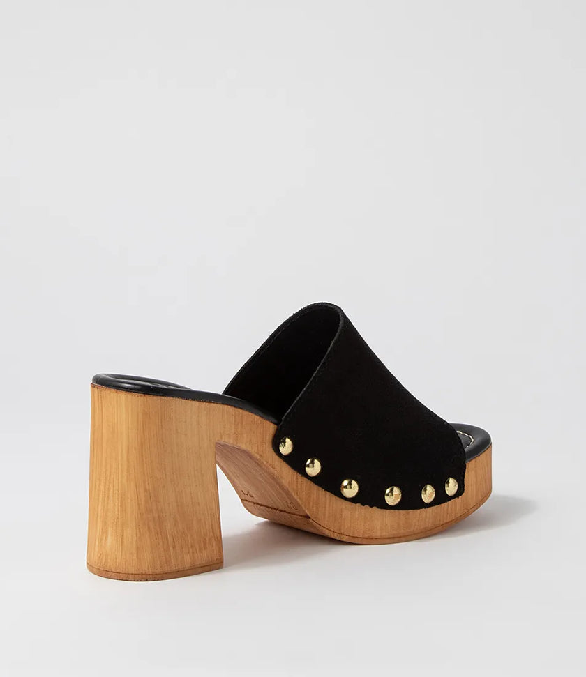 Mollini Harmoni Retro Clog Heels Black Suede