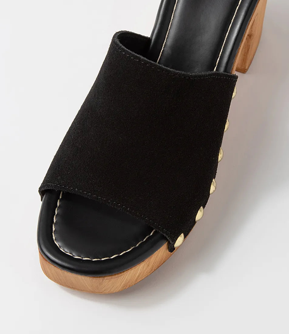 Mollini Harmoni Retro Clog Heels Black Suede