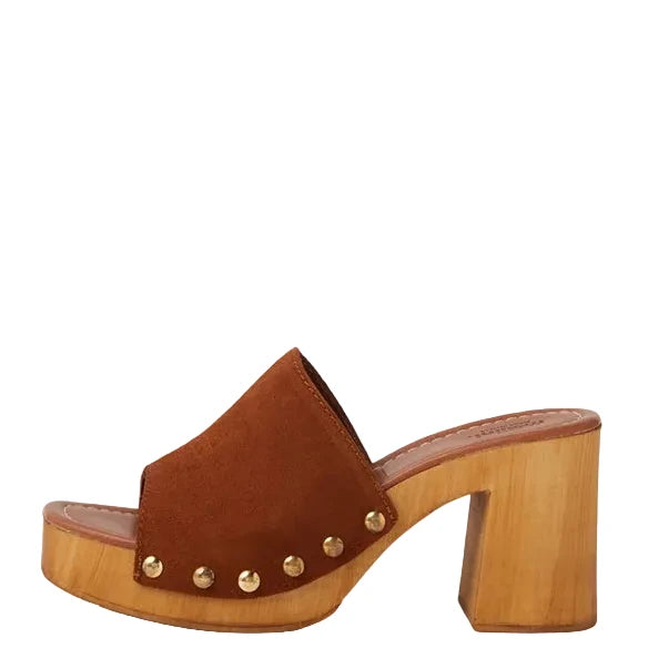 Mollini Harmoni Retro Clog Heels Brown Suede
