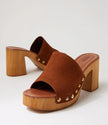 Mollini Harmoni Retro Clog Heels Brown Suede