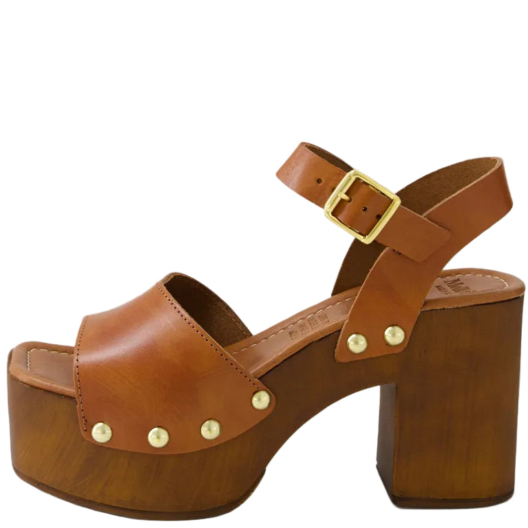 Mollini Eliyena Platform Clog Heels Tan Leather