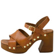 Mollini Fileya Retro Clog Sandals Tan Leather