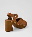 Mollini Fileya Retro Clog Sandals Tan Leather