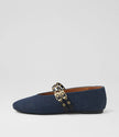 Mollini Haizell Dark Denim Fabric Black Leather